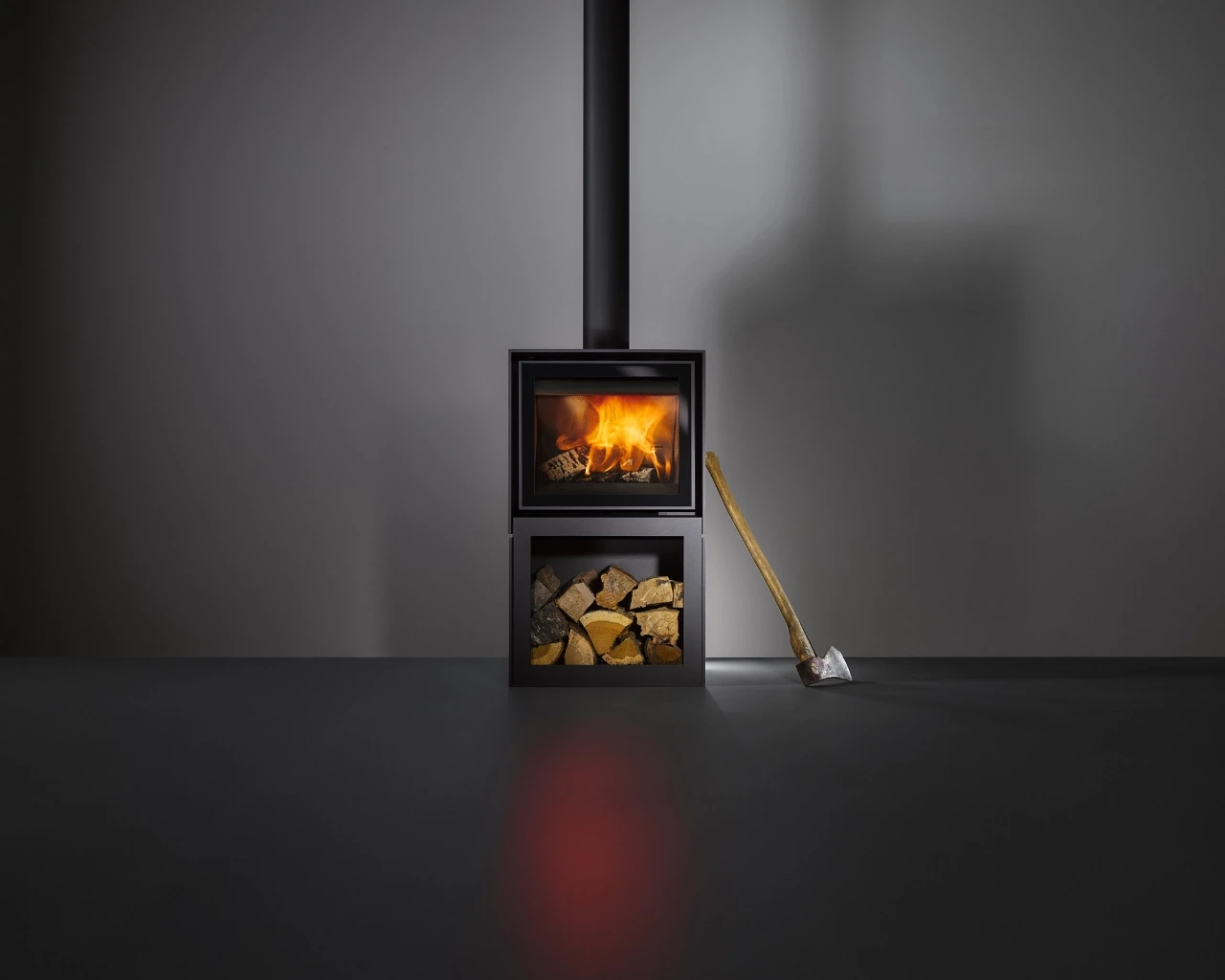 BOX20 52 GALLERY met houtopslagmodule met glazen deur